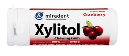 Brusnicová žuvačka Miradent s xylitolom