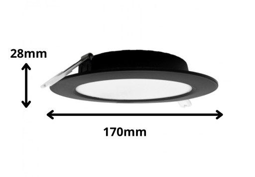 Zapustené stropné LED svietidlo Plafon okrúhle čierne 12W 4000K 17cm
