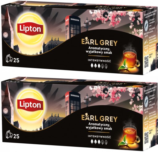 Čaj Earl Grey čierny vo vrecúškach Lipton 25 ks x2