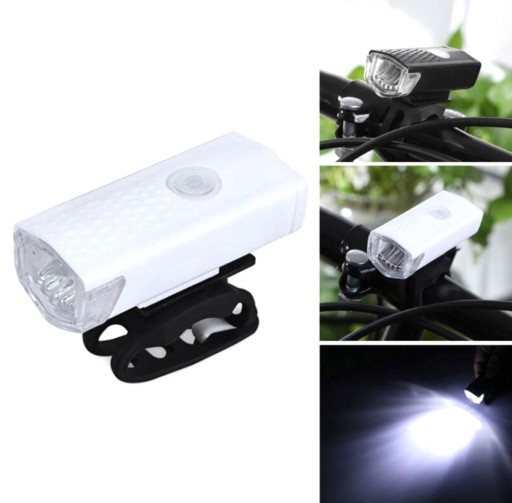 BICYKEL PREDNÉ SVETLO LED USB BATÉRIA S RUKOVOU PREDNÁ BIELA ZD41E