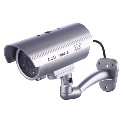 UMMY CCTV MONITOROVACIA KAMERA VONKAJŠIA NÁSTENNÁ KAMERA STRIEBORNÁ LED