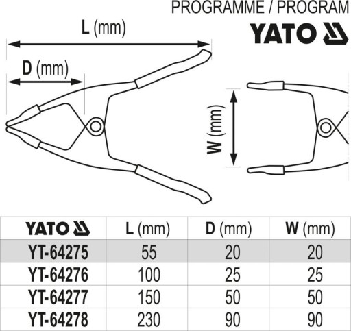 KOVOVÁ PRUŽINA SVORKA L-55 MM Yato YT-64275