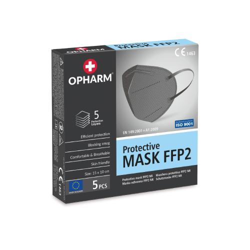 OPHARM Ochranná maska FFP2 šedá, 5 ks.