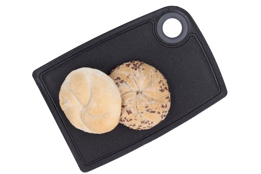 Plastová kuchynská doska na krájanie 24x16 cm, čierna, malá, protišmyková