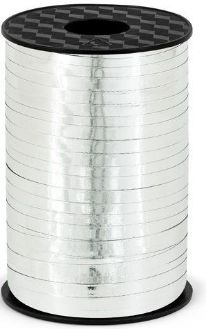 Metalická strieborná balónová stuha 225m