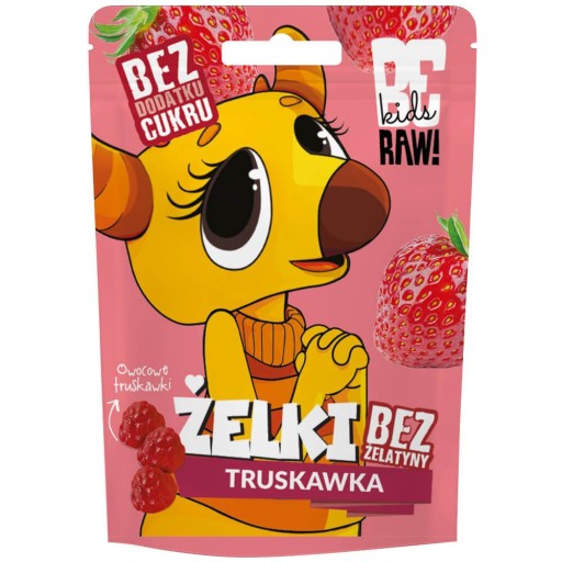 Jahodové želé bez cukru pre deti 35g BeRaw, zdravá maškrta do školy