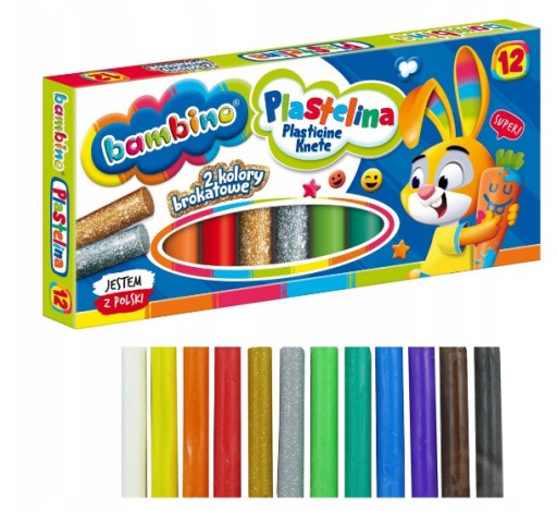 BAMBINO SCHOOL PLASTICINE 12 FAREB ZLATÝ STRIEBORNÝ GLITR