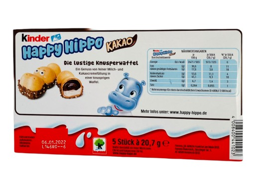 1x103,5g KINDER Happy Hippo sušienka UK