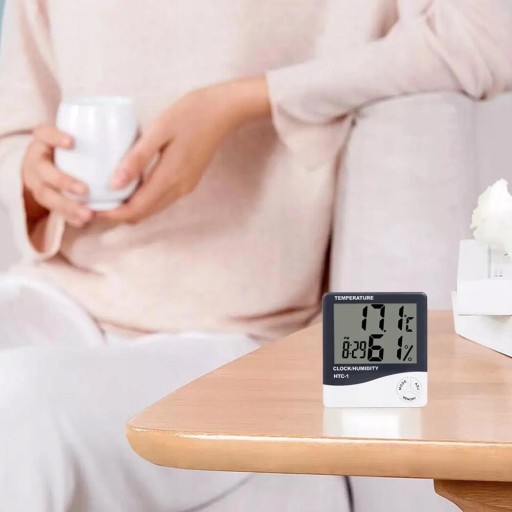 LCD METEOROLOGICKÁ STANICA BEZDRÔTOVÝ TEPLOMER Vlhkomer HODINY + BATÉRIA