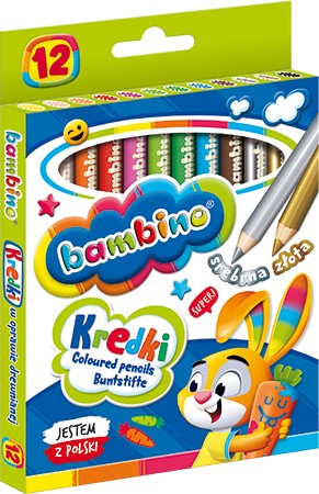 Bambino Hrubé ceruzkové pastelky, 12 farieb, okrúhle