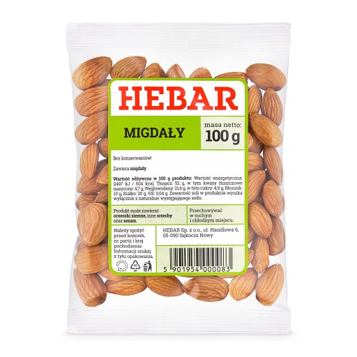 MANDLE 100 G PRÍRODNÁ HEBAROVÁ OBJÍDKA