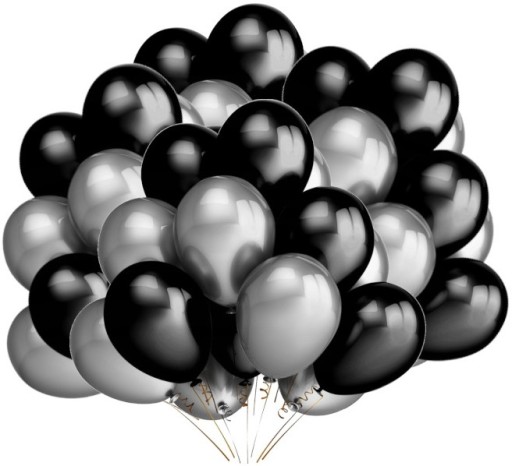 BLACK SILVER héliové METALICKÉ balóniky 25 ks.
