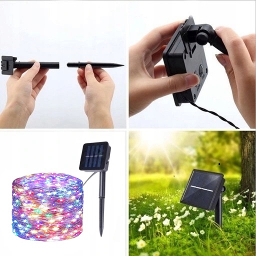 SOLÁRNE ZÁHRADNÉ LAMPY DRÔTOVÁ GARLAND 100 LED