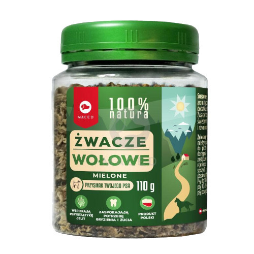 Prírodná pochúťka pre psov Maced 100% Natura Ground bachorová dóza 110g