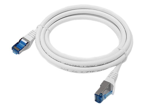 Cat.6A PIMF prepojovací kábel tienený RJ45-RJ45 1:1 Cu AWG26 biely 2m