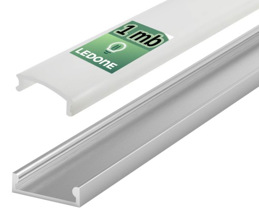 1mb Hliníkový profil slim povrch dlaždice FLAT silver + LAMP