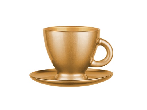 Šálka na kávu, čaj 230ml Zlatá metalíza SET