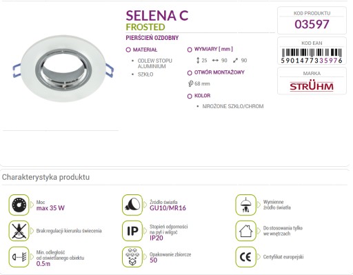 STRUHM Okrúhla zápustná objímková lampa SELENA