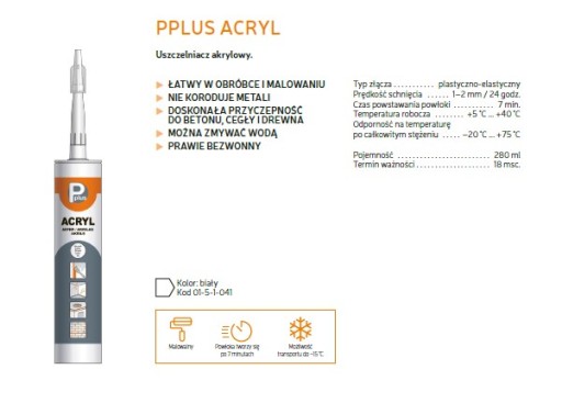 Akryl akryl silikónový maskovací biely univerzálny flexibilný 280 ml Pplus