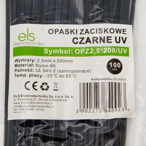 PLASTOVÉ KABELOVÉ VIAZAČKY ČIERNA 2,5x200 100ks UV