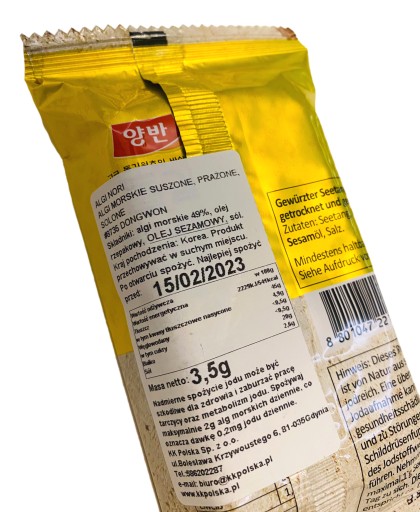 Nori Snack Pražené slané lupienky z rias 3,5g