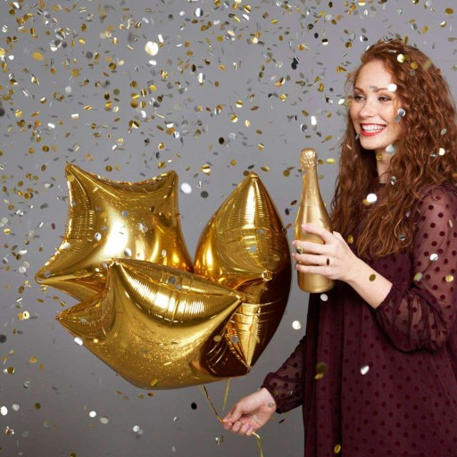 Héliový fóliový balónik STAR gold STAR pre očarujúcu narodeninovú oslavu