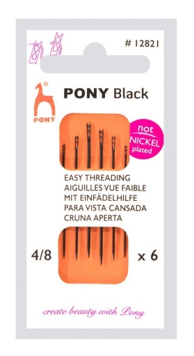 Sada samonavliekacích ihiel - Pony Black - veľkosť 4-8, 6 ks.