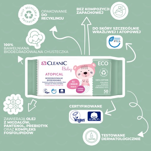 Cleanic baby ECO Atopické obrúsky 50 ks