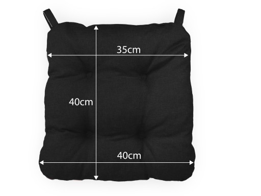 VANKÚŠ 40x40 NA STOLIČKU, KRESLO DO DOMOV A ZÁHRADY NA VELCRO ČIERNY