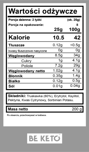 Beketo Very Strawberry Keto Jam 200g BEZ CUKRU