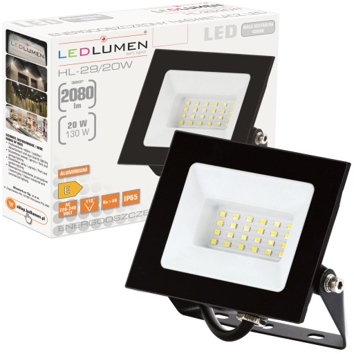 LED reflektor 20W = 130W 2080lm Halogénový reflektor Vodotesná lampa 4000K