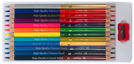 ASTRA OBOJSTRANNÉ TROJUHOLNÍKOVÉ ceruzky 12 pasteliek 24 farieb vrátane zlatej a striebornej