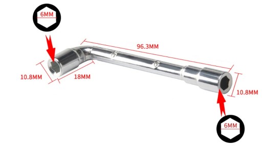 6mm šesťhranný nástrčný kľúč na trysky
