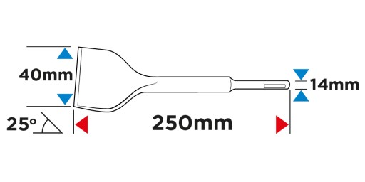 Sekáč SDS Plus 40 x 250 mm, 25 stupňov