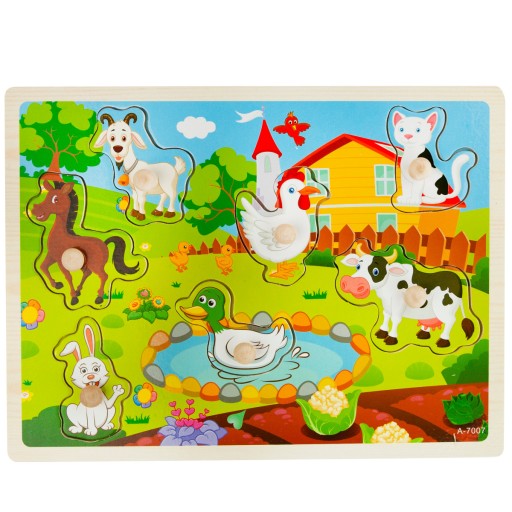 INTERAKTÍVNA HRAČKA VZDELÁVACIE DREVENÉ BLOKY PRE DETI FARM PUZZZZ