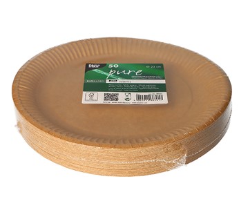PURE ekologické jednorazové papierové taniere hnedé kraft 23cm 50 kusov