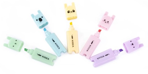 Mini zvýrazňovače Animals Kidea 5 kusov, pastelové