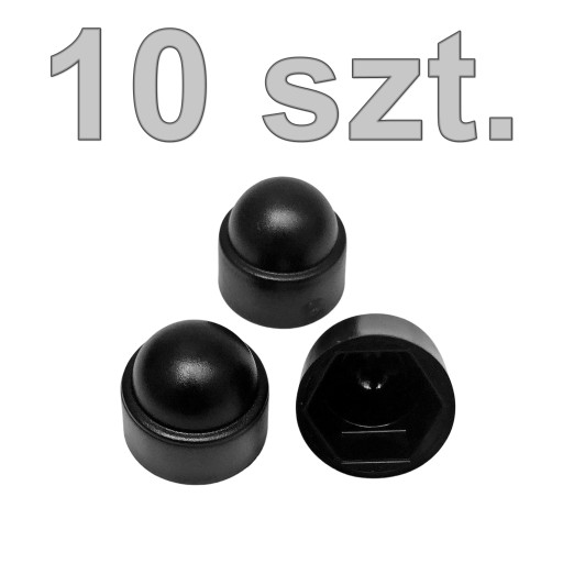 Kryty na skrutky a matice M12, čierne, 10 ks