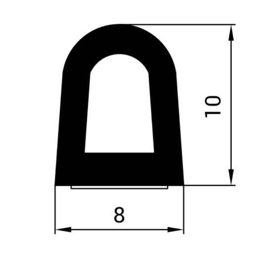 Tesnenie samolepiace na dvere a okná 8x10mm čierne D univerzálne 1m.