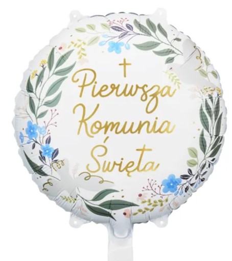 Fóliový balón na prvé sväté prijímanie Prvé sväté prijímanie 45 cm okrúhle listy
