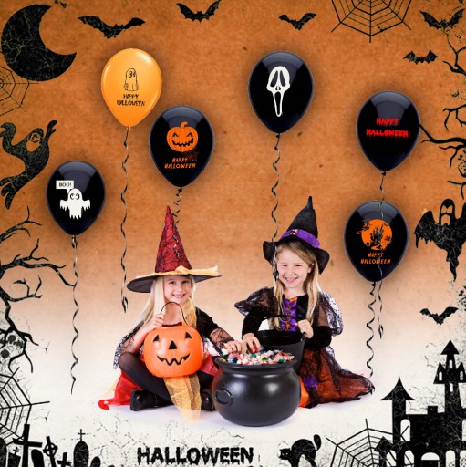HALLOWEEN Set Banner Balloons Pumpkin Ghost 12 ks.