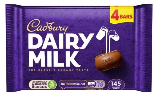 1x109g CADBURY Mliečne tyčinky 4ks UK