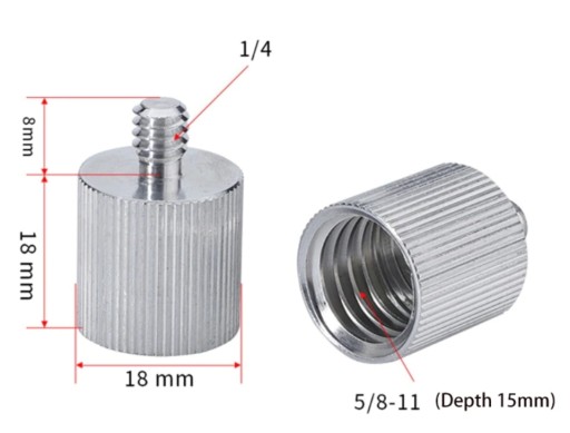 5/8 palcový až 1/4 palcový závitový adaptér pre laserový diaľkomer