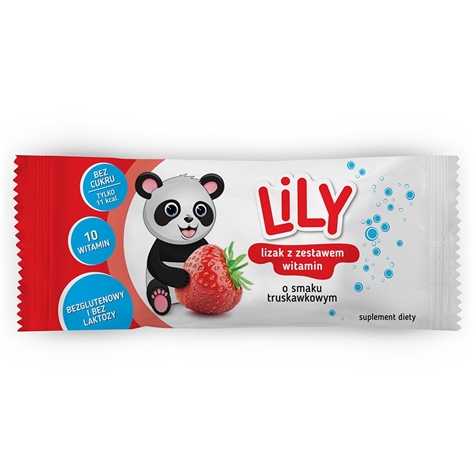 Lízanka so sadou vitamínov v príchuti JAHODOVÁ LILY, bez cukru, bez lepku