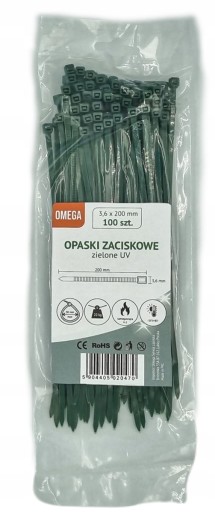 KLIPOVACIE VIAZAČKY ZELENÉ VIAZA 100 KS 3,6x200