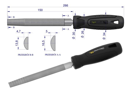 Polkruhový pilník 150 mm Waryński