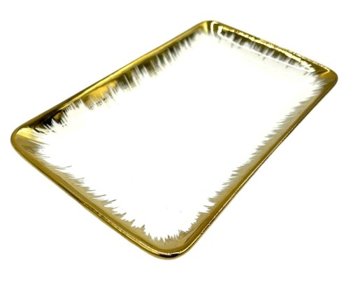 Obdĺžnikový porcelánový tanier Gold Dream 20,5x12cm