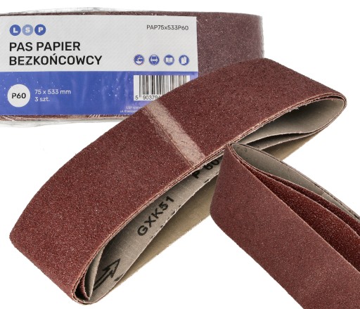 Brúsny papier na brúsnu pásku nekonečný pás 533 x 75mm 3 kusy P60