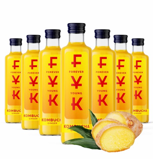 Kombucha zázvor 0,25l Forever Young nápoj FYK