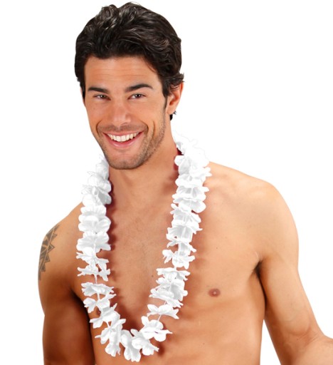 NÁHRDELNÍK HAWAII KVETY HAWAII SVADOBNÉ BIELY